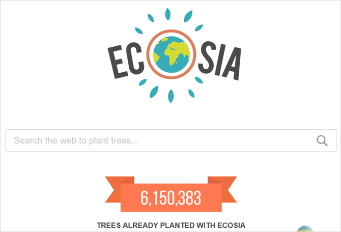 7 Google-søgealternativer og deres varemærkefunktioner Ecosia's hovedweb