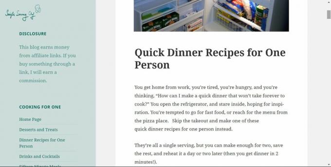 enkelt serverende koks hjemmeside