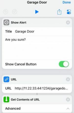 Siri genvej til at kalde garageport script