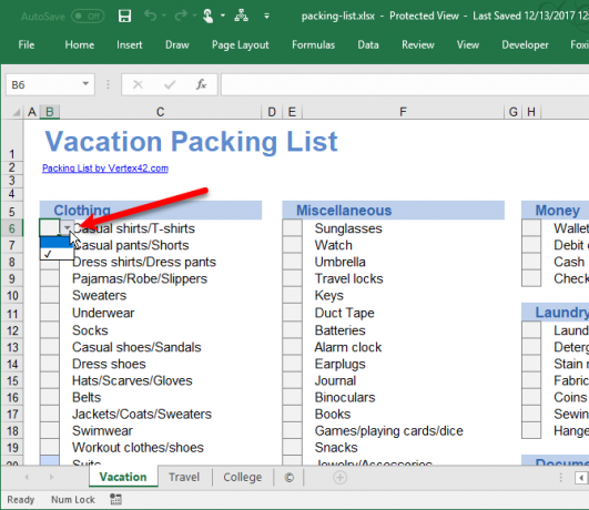 typer excel-lister for at lette indtastning af data