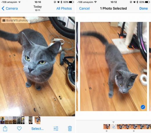 Sammenligning af iPhone burst-tilstand
