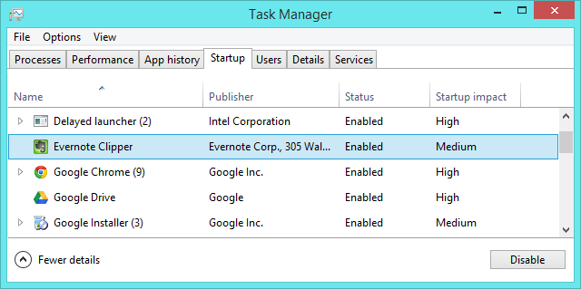 windows 8.1 task manager konfigurerer opstartprogrammer