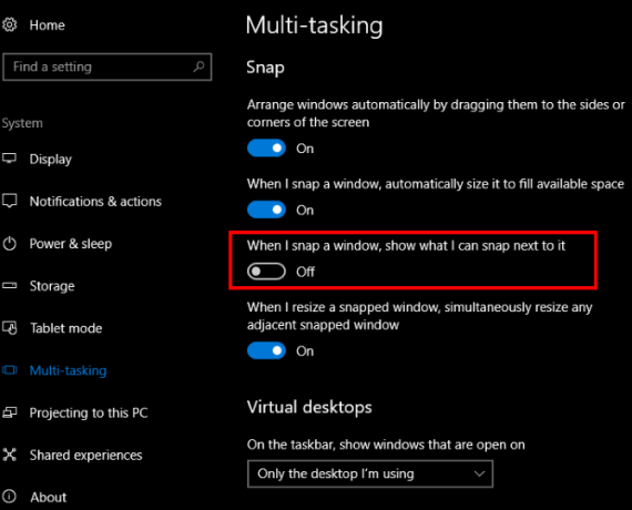 Sådan gør du vinduessnapping i Windows 10 mindre irriterende med en tweak Windows 10 Deaktiver snapp-indstilling