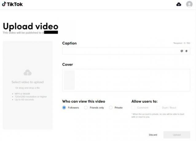 Upload videoer TikTok Desktop Site