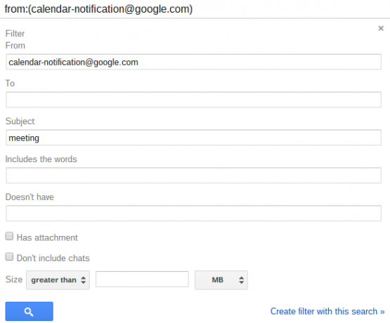 Gmail-filter fra Google Kalender