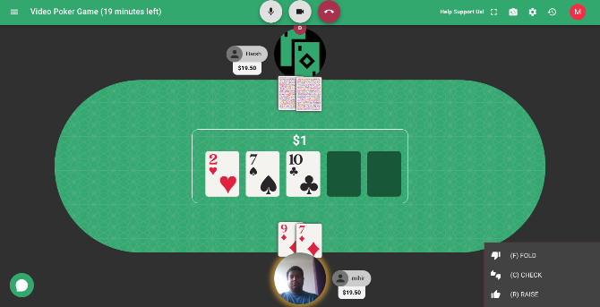 Spil poker med venner online via et videoopkald på Poker-In-Place