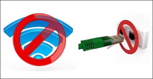 5 frakoblet Ethernet-kabel og X via WiFi