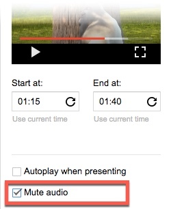 Dæmp lyd i Google Slides