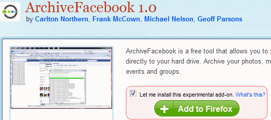 Arkiver Facebookbook Addon