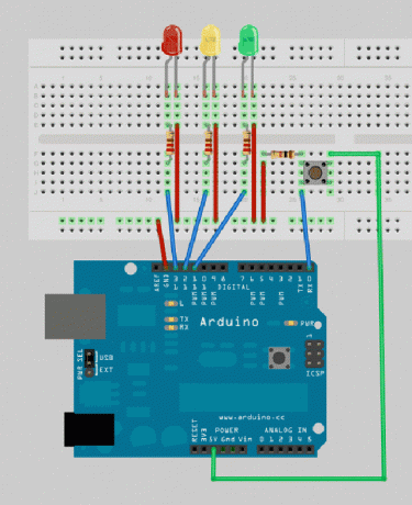 Arduino-første-trin-trafik-lys-projekt