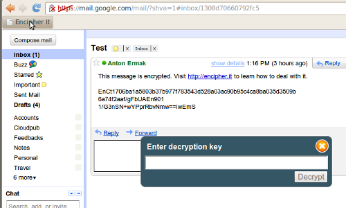 krypter gmail-meddelelser