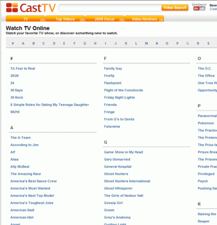 CastTV - tv viser søgemaskine
