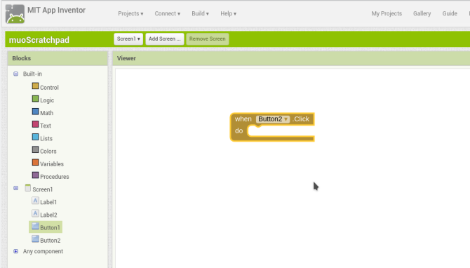 android oprette app appinventor screen1 buttonblock1