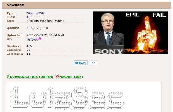 Sony Pictures Online hacket ved hjælp af " Primitive and Common" sårbarhed, data ukrypteret [Nyheder] torrent