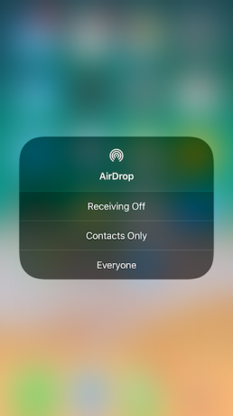 iOS 11 Control Center AirDrop-indstillinger