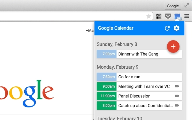 Google Kalender - Chrome-udvidelse