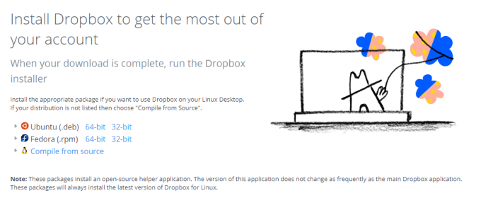 Linux-indstillinger til Dropbox
