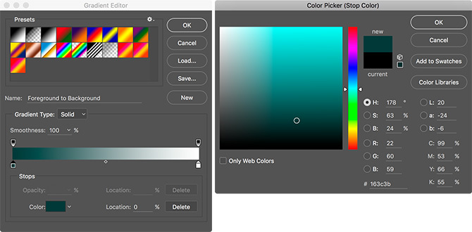 Color Picker Teal i Photoshop