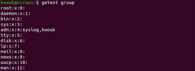 Viser grupper på Ubuntu med kommandoen getent