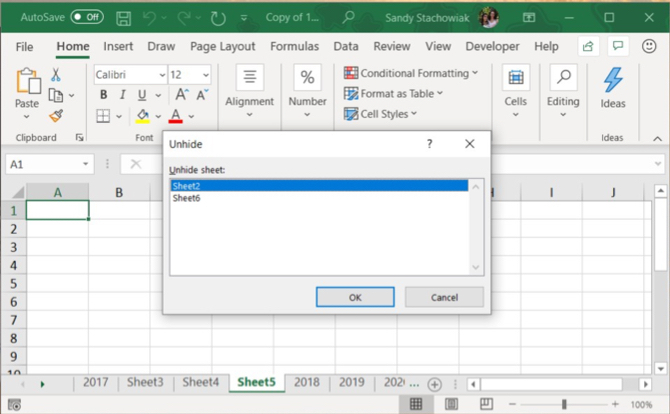 Excel Unhide Tab