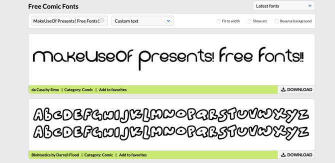Urbanfont websted med gratis skrifttyper