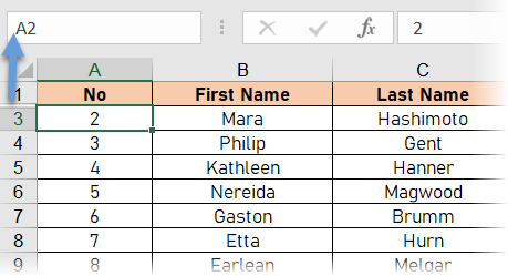 Fjern den første række i Excel