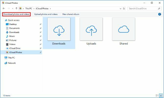 Download muligheder for fotos og videoer i iCloud til Windows