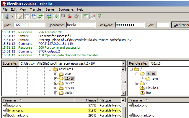 Dette er en skærmoptagelse af et af de bedste Windows FTP-programmer. Det kaldes FileZilla