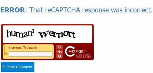 recaptcha integreret svar på side