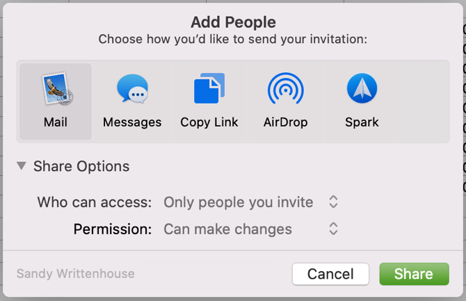 Inviter delingsindstillinger i Mac-numre