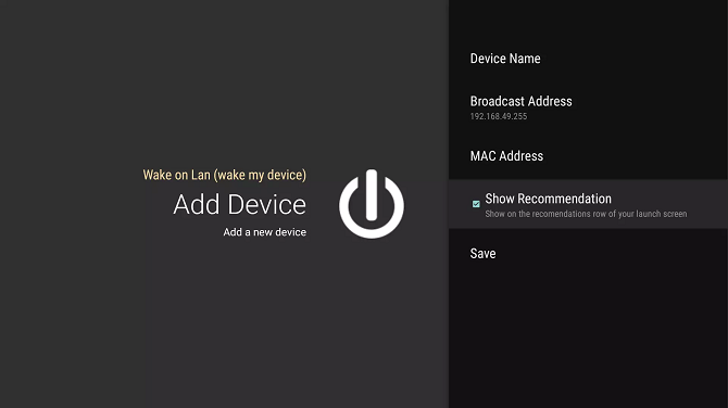 Android tv unik app wake on lan