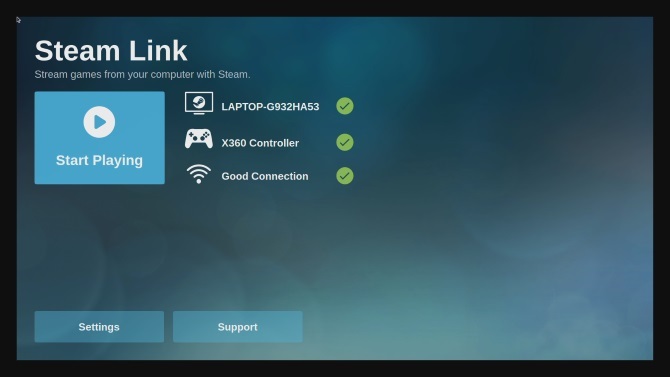 Hoved Steam Link-konfigurationsmenu