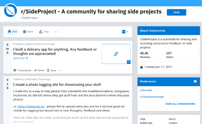 r/SideProject fortæller dig, hvordan du forfølger dit passionsprojekt med et fællesskab, der støtter dig og giver konstruktiv feedback