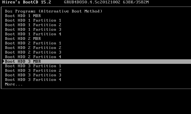 Hiren's Boot CD: All-in-One Boot CD til ethvert behov HBCD Boot HDD Valgmuligheder 670x400