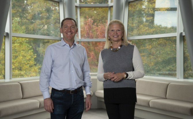 Red Hat CEO Jim Whitehurst og IBM CEO Ginni Rometty