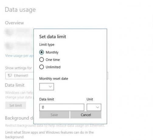 Sådan indstilles dataanvendelsesbegrænsninger i Windows Windows 10 båndbreddegrænser