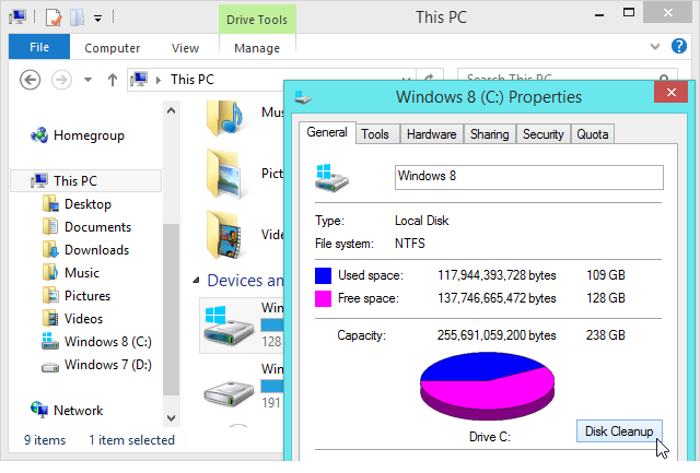 starte diskoprydning fra file explorer