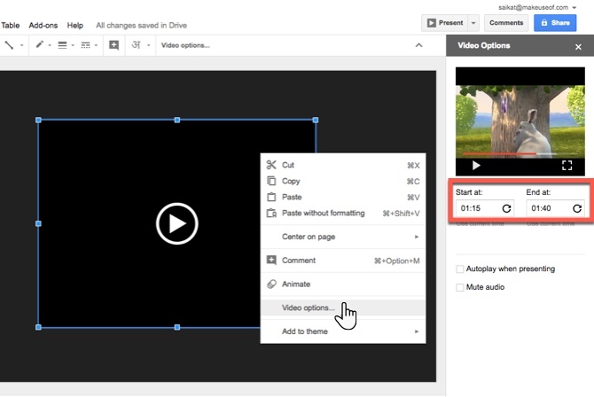 Indstillinger for Google Slides Video