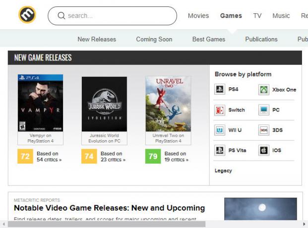 Metacritic-spil-anmeldelser