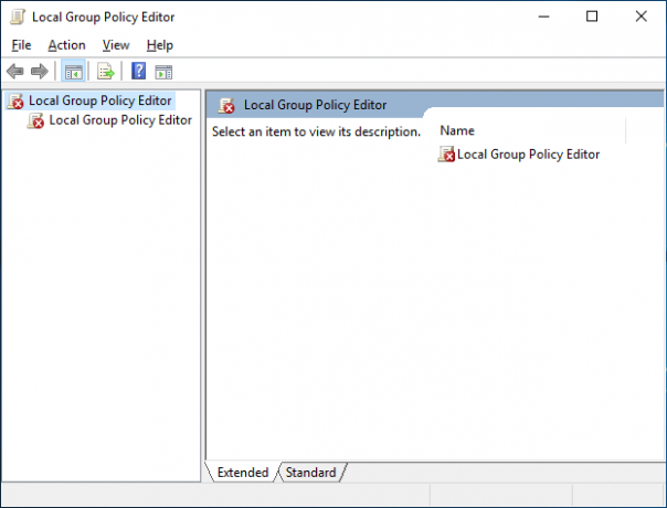 Local Group Policy Editor i en standardkonto
