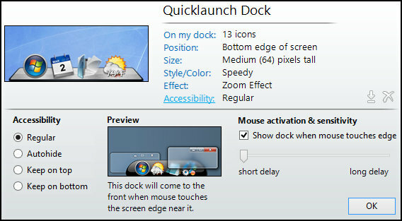 ObjectDock: Tilpas hurtigt dit skrivebord og øg dens funktionalitet [Windows] ObjectDock-indstillinger Tilgængelighed til hjemmet