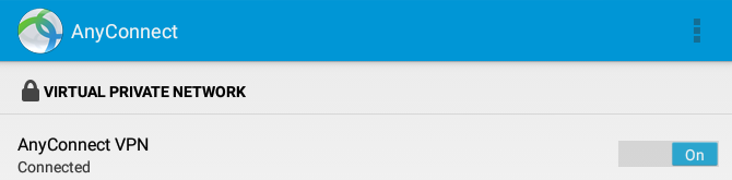 Sådan opretter du forbindelse til dit arbejde VPN med din Android-tablet AnyConnect-status på 670x165