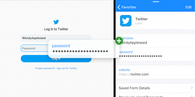 1Password iOS 11 Træk og slip