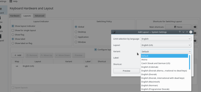 kde tastatur config intl