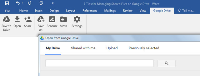 Google Drive-plugin til MS Office