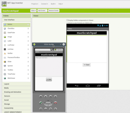 android oprette app appinventor screen2 layout