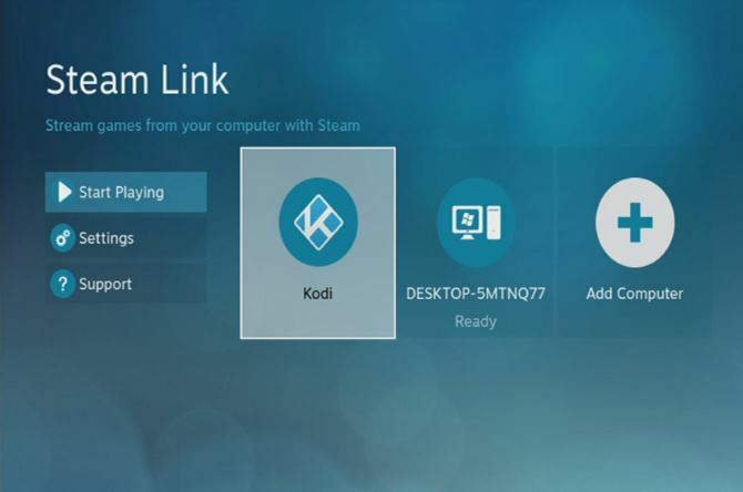 Kodi-ikonet efter installation på Steam Link