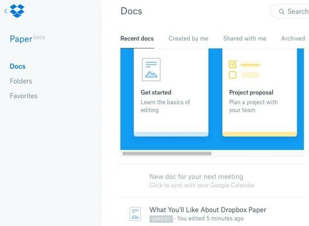 Dropbox Paper Docs-interface