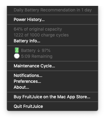 FruitJuice Batteri App Mac