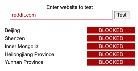 websteder blokeret i Kina